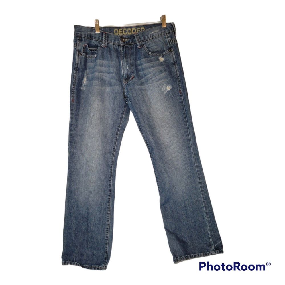 Men's Decoded Boot Cut Denim Distressed Jeans 32x32